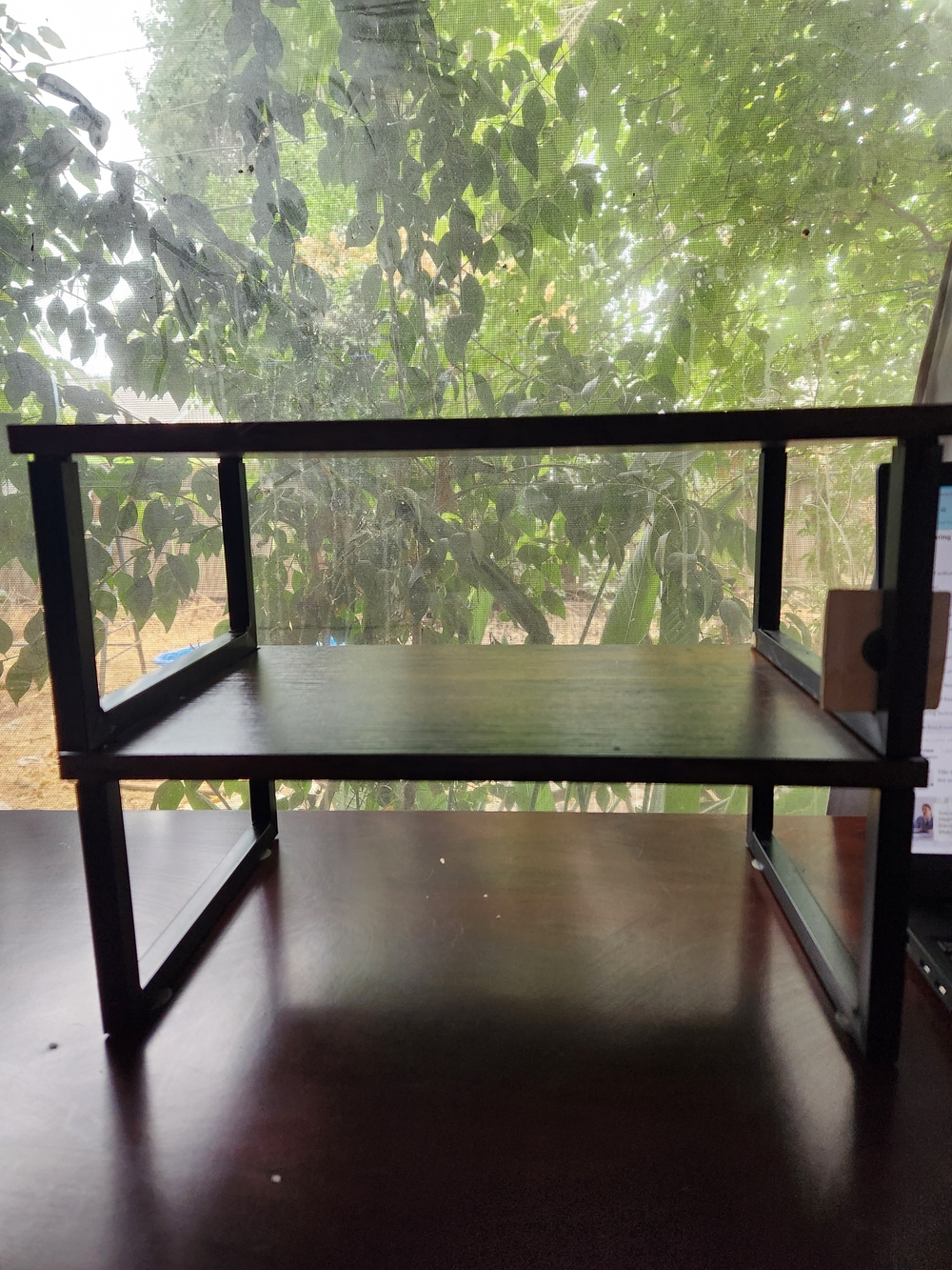 Two Wooden Desk Risers in Dark Brown/Black